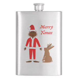 Santa Sasquatch und Jackalope Christmas Custom Flachmann