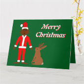 Santa Sasquatch und Jackalope Christmas Custom Karte (Gelbe Blume)