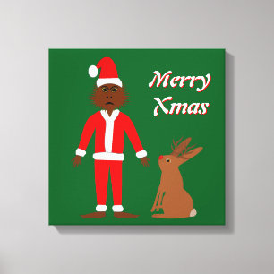 Santa Sasquatch und Jackalope Christmas Custom Leinwanddruck