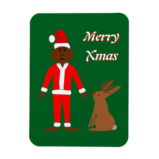 Santa Sasquatch und Jackalope Christmas Custom Magnet (Vertikal)