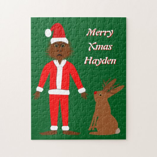 Santa Sasquatch und Jackalope Christmas Custom Puzzle (Vertikal)