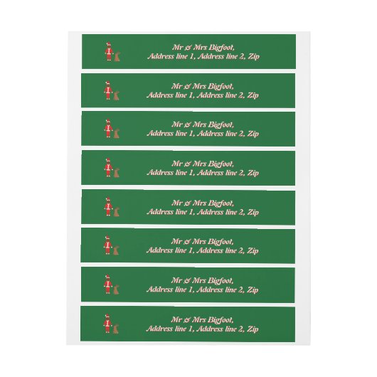 Santa Sasquatch und Jackalope Christmas Custom Rundum-Adressaufkleber (Bogen)