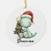 Santa Saurus Celebrates Christmas Keramik Ornament (Vorne)