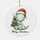 Santa Saurus Celebrates Christmas Keramik Ornament (Hinten)