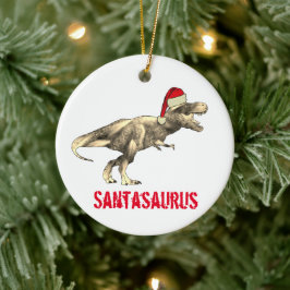 Santa saurus Christmas Dinosaurier Beängstigend T Keramik Ornament