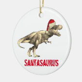 Santa saurus Christmas Dinosaurier Beängstigend T Keramik Ornament (Links)