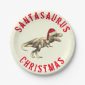 Santa saurus Christmas Dinosaurier Beängstigend T  Pappteller (Vorderseite)