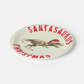 Santa saurus Christmas Dinosaurier Beängstigend T  Pappteller (Schrägansicht)