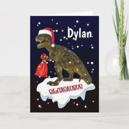 Santa-saurus Dinosaur Persönliche Weihnachtskarte Dankeskarte