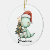 Santa Saurus feiert Weihnachten Keramik Ornament (Links)