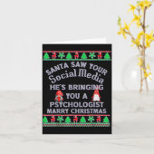 Santa Saw Your Social Media Litical Ugly Christmas Karte (Gelbe Blume)