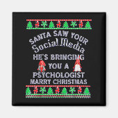 Santa Saw Your Social Media Litical Ugly Christmas Magnet (Vorne)