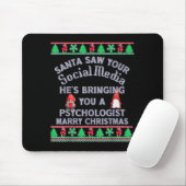 Santa Saw Your Social Media Litical Ugly Christmas Mousepad (Mit Mouse)