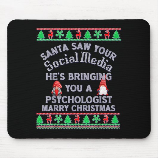 Santa Saw Your Social Media Litical Ugly Christmas Mousepad (Vorne)