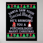 Santa Saw Your Social Media Litical Ugly Christmas Poster (Vorne)