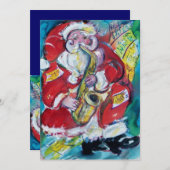 SANTA & SAX, CHRISTMAS-PARTY EINLADUNG (Vorne/Hinten)