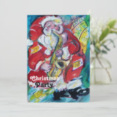 SANTA & SAX, CHRISTMAS-PARTY EINLADUNG (Stehend Vorderseite)