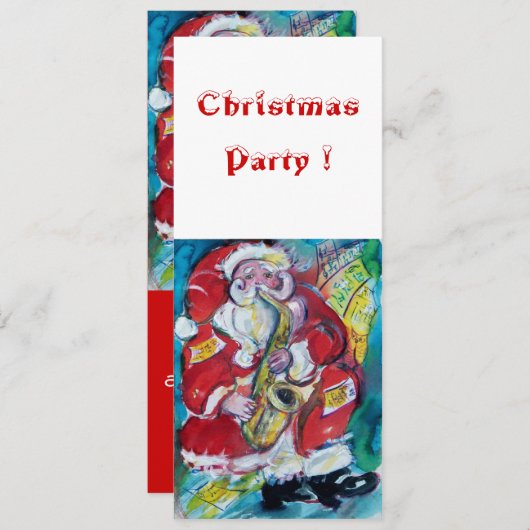 SANTA & SAX, CHRISTMAS-PARTY EINLADUNG (Vorne/Hinten)