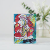 SANTA & SAX, CHRISTMAS-PARTY POSTKARTE (Stehend Vorderseite)