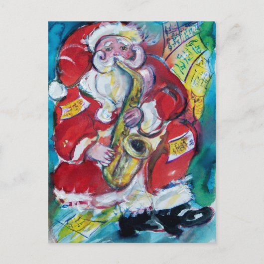 SANTA & SAX, CHRISTMAS-PARTY POSTKARTE (Vorderseite)
