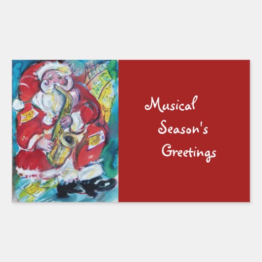 SANTA & SAX, CHRISTMAS-PARTY RECHTECKIGER AUFKLEBER (Vorderseite)