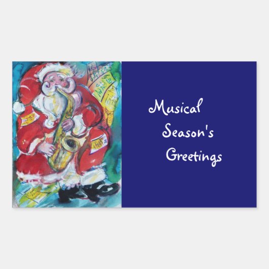 SANTA & SAX, CHRISTMAS-PARTY RECHTECKIGER AUFKLEBER (Vorderseite)