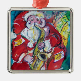SANTA & SAX, WEIHNACHTSPARTY ORNAMENT AUS METALL