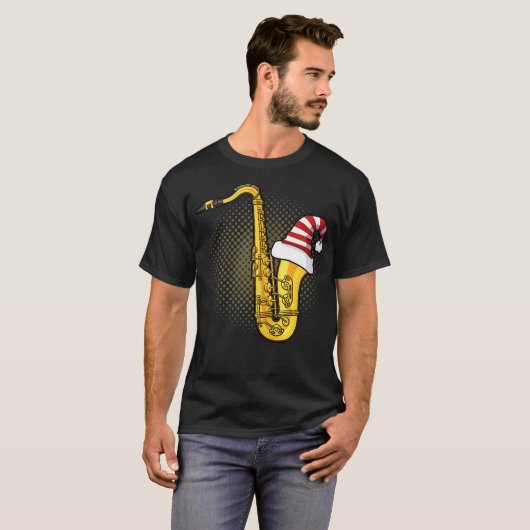 Santa Saxophon Weihnachtsfeiertag T-Shirt (Vorne ganz)