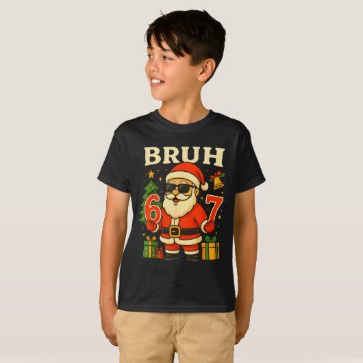 Santa Says 67 Bruh Santa Funny Pajamas 67 Meme Chr T-Shirt (Vorne ganz)