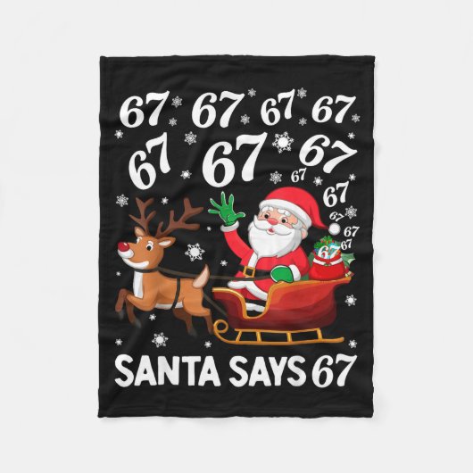 Santa Says 67 Funny Christmas Six Seven Meme Holid Fleecedecke (Vorderseite)