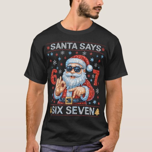 Santa Says 6 7 Bling Christmas Diamond Rhine T-Shirt (Vorderseite)