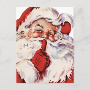 Santa Says Shhh Feiertagspostkarte