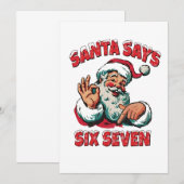 Santa Says Six Seven 6 7 Christmas Santa Claus Dankeskarte (Vorne/Hinten)