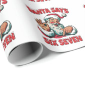 Santa Says Six Seven 6 7 Christmas Santa Claus  Geschenkpapier (Rolleneckpunkt)