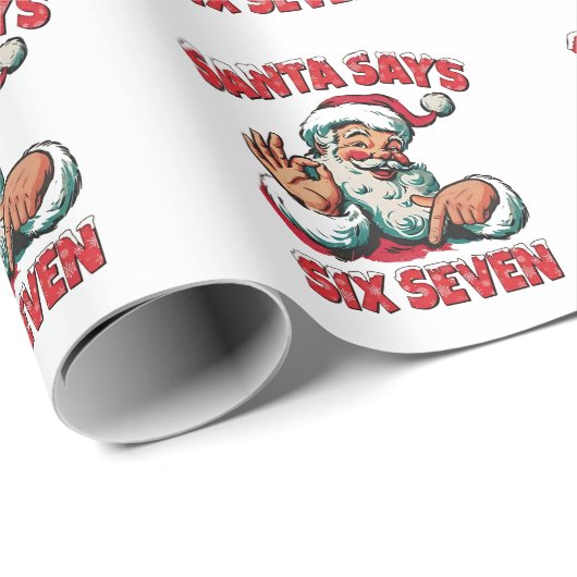 Santa Says Six Seven 6 7 Christmas Santa Claus  Geschenkpapier (Rolleneckpunkt)