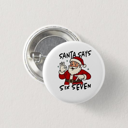 Santa Says Six Seven 6 7 Funny Brainrot Christmas Button (Vorne & Hinten)