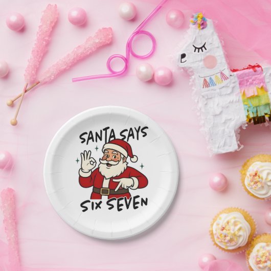 Santa Says Six Seven 6 7 Funny Brainrot Christmas Pappteller (Party)