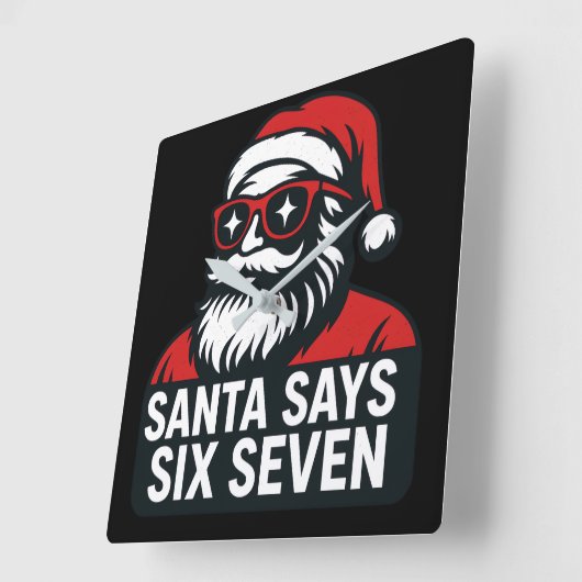 Santa says six seven - christmas humor quadratische wanduhr (Winkel)