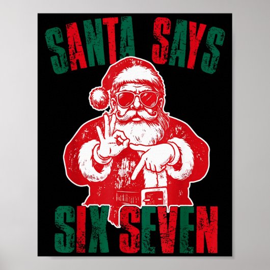 Santa Says Six Seven Funny 67 Meme Christmas Vinta Poster (Vorne)