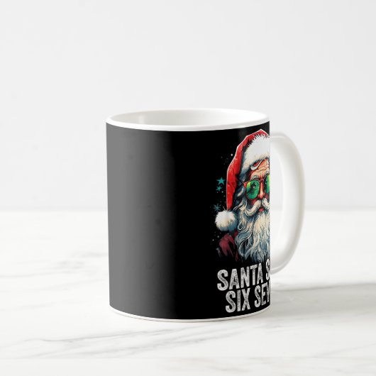 Santa Says Six Seven Funny Christmas 67 Meme Santa Kaffeetasse (VorderseiteRechts)