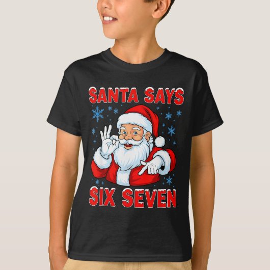 Santa Says Six Seven Funny Gen Z Christmas Gag Bra T-Shirt (Vorderseite)