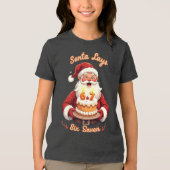 🎅Santa Says Six Seven Meme – Funny Santa Holding  Tri-Blend Shirt (Vorderseite)