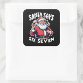 Santa Says Six Seven OK Sign Quadratischer Aufkleber (Tasche)
