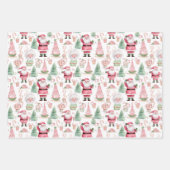 Santa Scene Pink Koordination Weihnachten Geschenkpapier Set (Vorderseite 2)