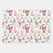 Santa Scene Pink Koordination Weihnachten Geschenkpapier Set (Vorderseite)