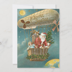 Santa schenkt Geschenke Weihnachtsbaum Ballon Feiertagskarte