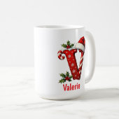 Santa Schick Monogramm Anfangsbuchstabe V Frohe We Kaffeetasse (VorderseiteRechts)