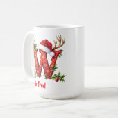 Santa Schick Monogramm Anfangsbuchstabe W frohe We Kaffeetasse (Vorderseite Links)