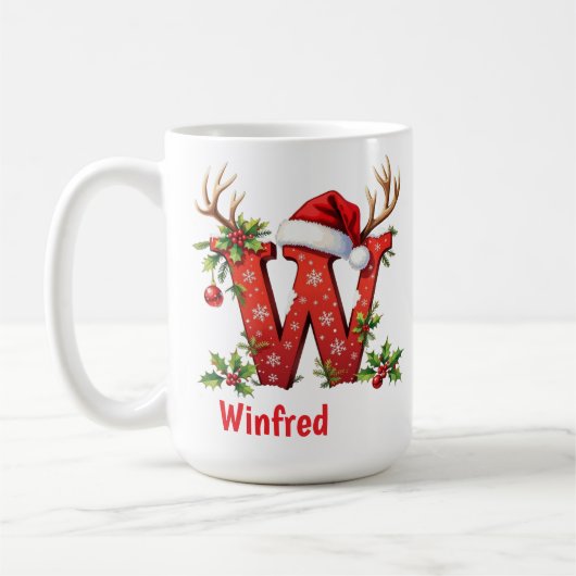 Santa Schick Monogramm Anfangsbuchstabe W frohe We Kaffeetasse (Links)