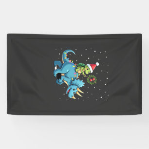 Santa-Schildkröte auf T-Rex-Rentier-Weihnachtslich Banner